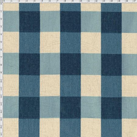 Tecido Blend de Linho para Patchwork - Coeurs Xadrez Azul (0,50x1,40)