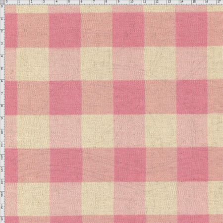 Tecido Blend de Linho para Patchwork - Coeurs Xadrez Rosê (0,50x1,40)