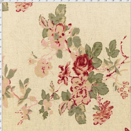 Tecido de Linho para Patchwork - Rose Garden Floral Rosa (0,50x1,40)