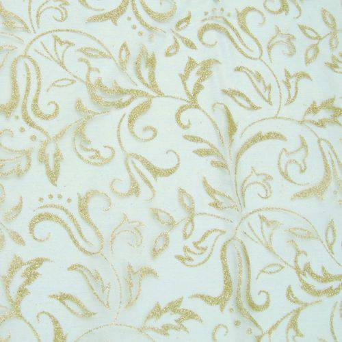 Tecido Decorativo Branco e Dourado - 150 X 200 Cm