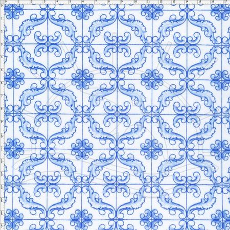 Tecido Estampado para Patchwork - 30556 Composê Azulejo Português Azul Cor 01 (0,50x1,40)