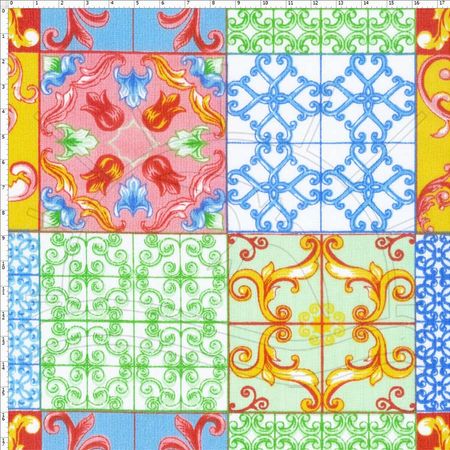 Tecido Estampado para Patchwork - 30557 Azulejo Português Cor 01 (0,50x1,40)