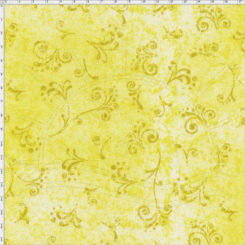 Tecido Estampado para Patchwork - 50 Tons Arabesco Amarelo Cor 32 (0,50x1,40)