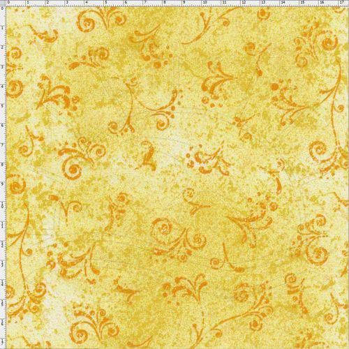 Tecido Estampado para Patchwork - 50 Tons Arabesco Amarelo Ouro Cor 34 (0,50x1,40)