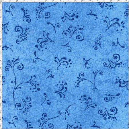Tecido Estampado para Patchwork - 50 Tons Arabesco Azul Jeans Cor 20 (0,50x1,40)