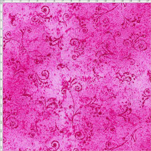 Tecido Estampado para Patchwork - 50 Tons Arabesco Rosa Pink Cor 04 (0,50x1,40)