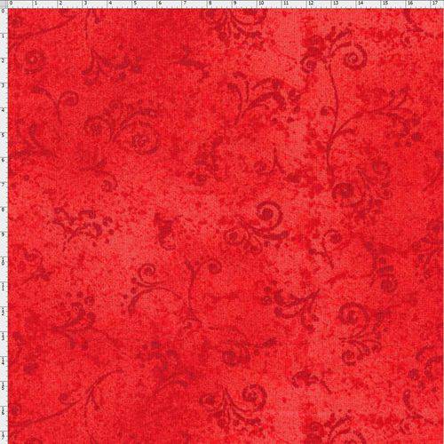 Tecido Estampado para Patchwork - 50 Tons Arabesco Vermelho Escarlate Cor 07 (0,50x1,40)