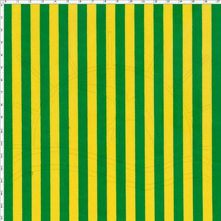 Tecido Estampado para Patchwork - 50033 Listrado Médio Verde e Amarelo Cor 41 (0,50x1,40)