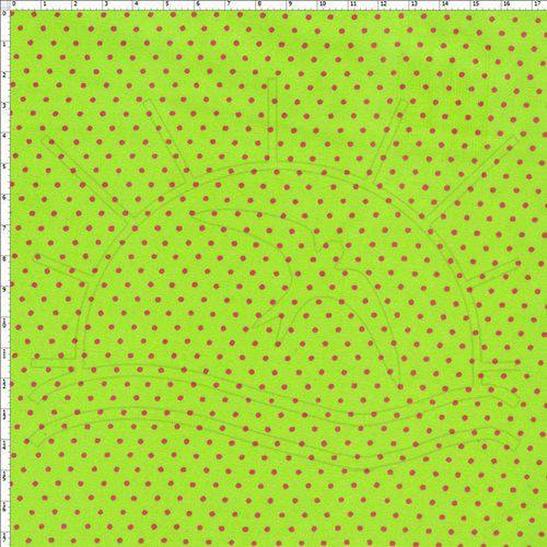 Tecido Estampado para Patchwork - 50025 Poá Verde com Pink Cor 28 (0,50x1,40)