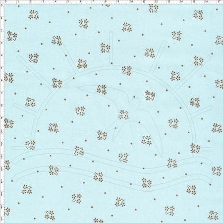 Tecido Estampado para Patchwork - 60370 Micro Floral com Poá Azul Bebê Cor 02 (0,50x1,40)