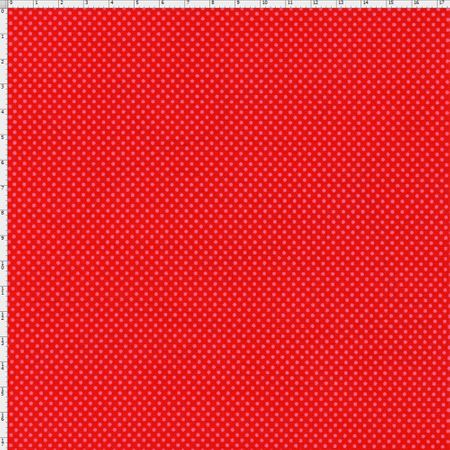 Tecido Estampado para Patchwork - Arte em Cores Poá Coral Fundo Vermelho Carmim (0,50x1,40)