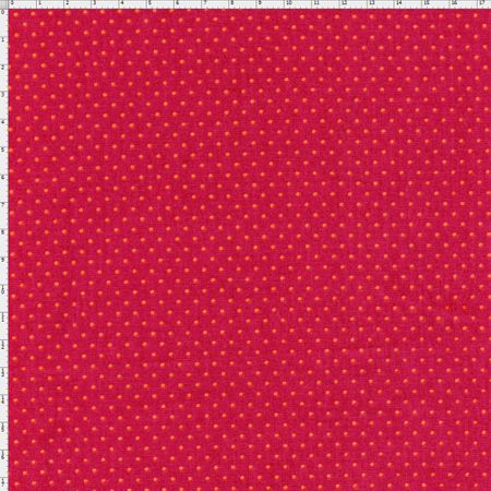 Tecido Estampado para Patchwork - Arte em Cores Poá Laranja Fundo Vermelho Queimado (0,50x1,40)