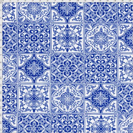 Tecido Estampado para Patchwork - Azulejo Português Porto 325252 Cor 1623 (0,50X1,40)