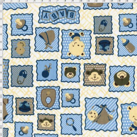 Tecido Estampado para Patchwork - Baby Azul Cor 2143 (0,50x1,40)