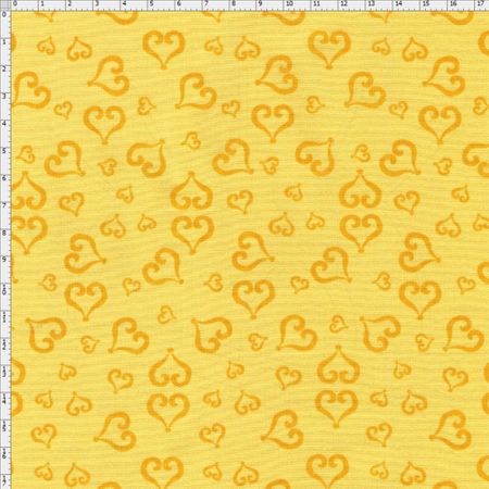 Tecido Estampado para Patchwork - Baltimore By Tais Favero - Coração Amarelo (0,50x1,40)