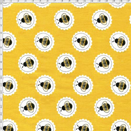Tecido Estampado para Patchwork - Bee Buzz: Bee Lace Mostarda (0,50x1,40)