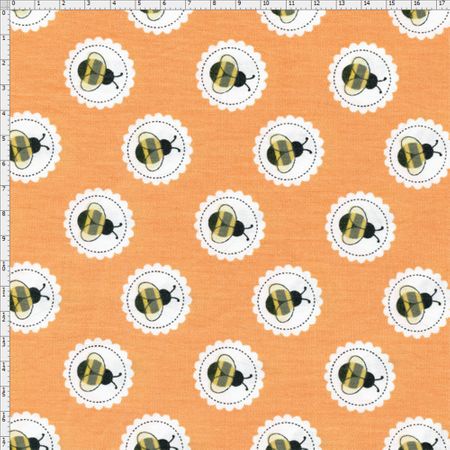 Tecido Estampado para Patchwork - Bee Buzz: Bee Lace Pêssego (0,50x1,40)
