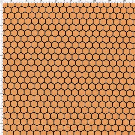 Tecido Estampado para Patchwork - Bee Buzz: Colmeia Pêssego (0,50x1,40)