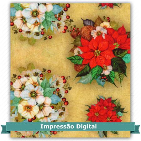 Tecido Estampado para Patchwork Bia Moreira - Floral Natal 02 (0,50x1,40)