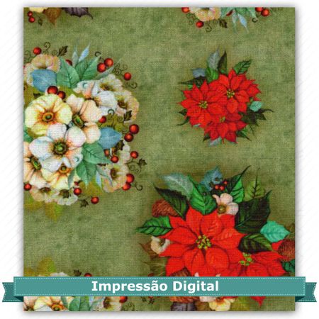 Tecido Estampado para Patchwork Bia Moreira - Floral Natal 01 (0,50x1,40)