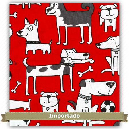 Tecido Estampado para Patchwork - Caninos Divertidos (0,50x1,10)