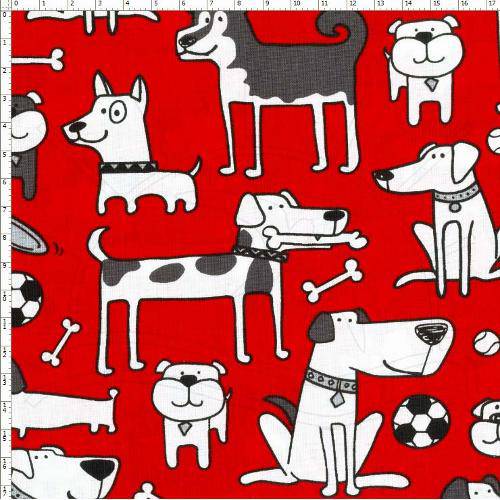 Tecido Estampado para Patchwork - Caninos Divertidos (0,50x1,10)