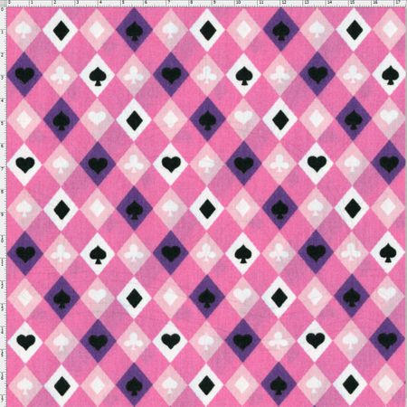 Tecido Estampado para Patchwork - Casa Belém Alice no País das Maravilhas Naipes (0,50x1,40)
