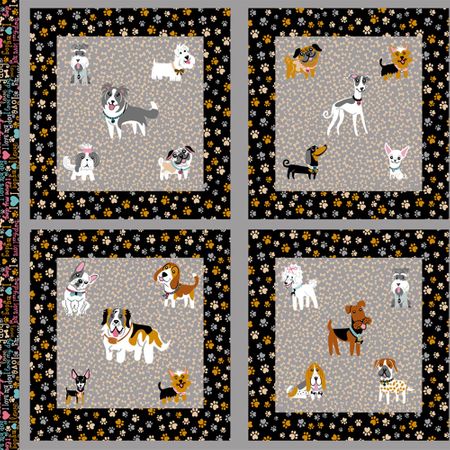 Tecido Estampado para Patchwork - Casa Belém Painel Almofadas Pet Dog Cor 01 (0,60x1,40)