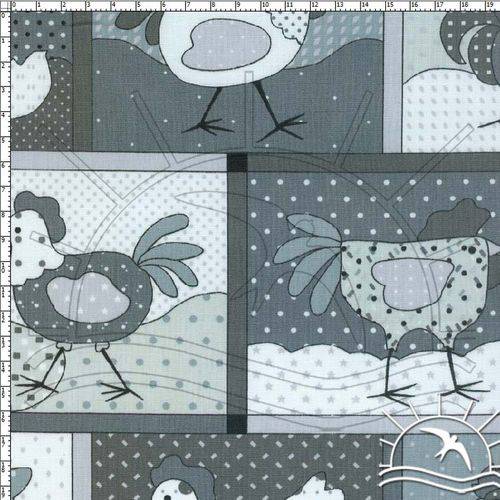 Tecido Estampado para Patchwork - Chicken Preto 02 (0,50x1,40)