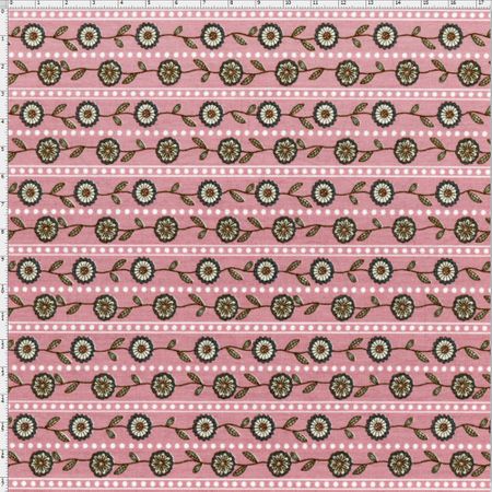 Tecido Estampado para Patchwork - Coleção Bali Floral Mini Fundo Rosa (0,50x1,40)