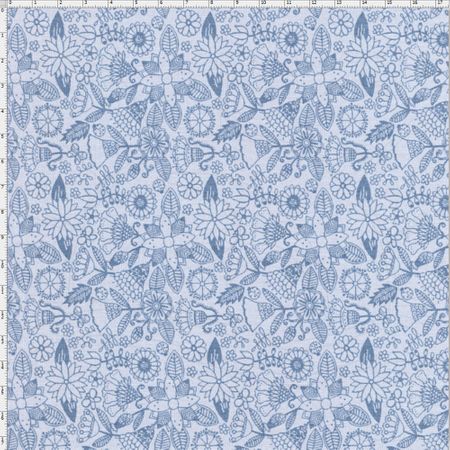 Tecido Estampado para Patchwork - Coleção Bali Floral Tom Tom Azul (0,50x1,40)