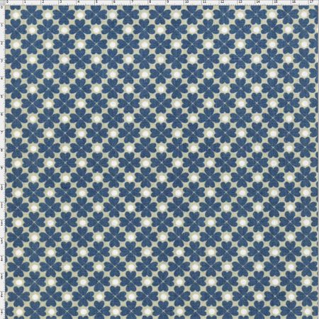 Tecido Estampado para Patchwork - Coleção Blue Work Trevo (0,50x1,40)