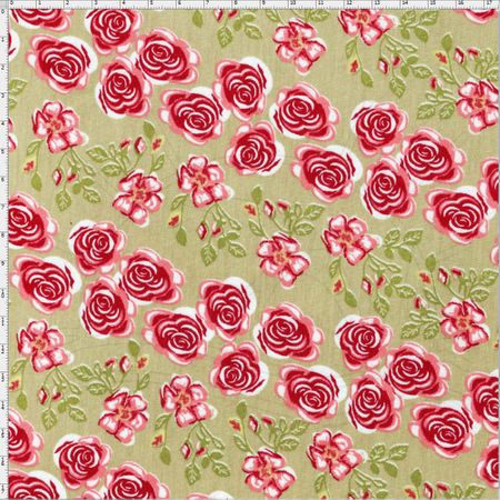 Tecido Estampado para Patchwork - Coleção Cherry Roses Caramel (0,50x1,40)