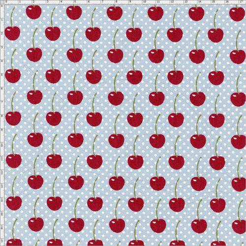 Tecido Estampado para Patchwork - Coleção Cherry Roses Cherry Acqua (0,50x1,40)
