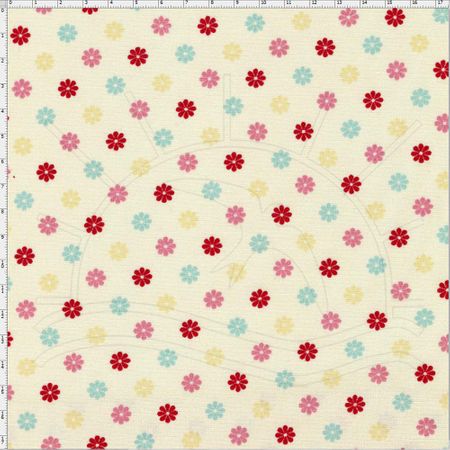 Tecido Estampado para Patchwork - Coleção Cherry Roses Multicolor Flowers (0,50x1,40)