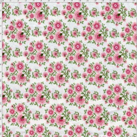 Tecido Estampado para Patchwork - Coleção Delicatesse Rosa Floral (0,50x1,40)
