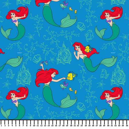 Tecido Estampado para Patchwork - Coleção Disney Ariel (0,50x1,50)