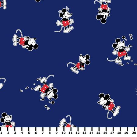 Tecido Estampado para Patchwork - Coleção Disney Mickey Mouse Fundo Azul (0,50x1,50)
