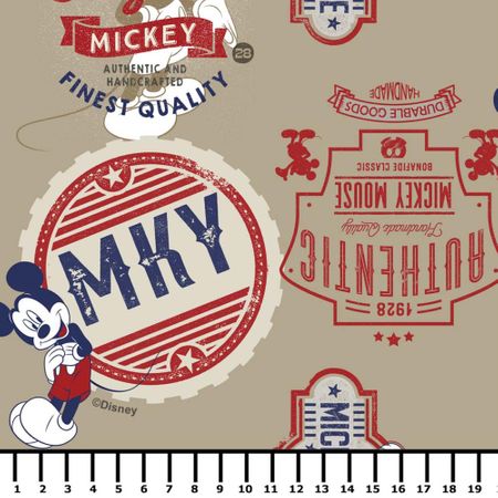 Tecido Estampado para Patchwork - Coleção Disney Mickey Mouse Fundo Bege (0,50x1,50)