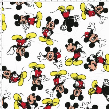 Tecido Estampado para Patchwork - Coleção Disney Mickey Mouse Fundo Branco (0,50x1,50)