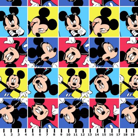 Tecido Estampado para Patchwork - Coleção Disney Mickey Mouse Multicor (0,50x1,50)