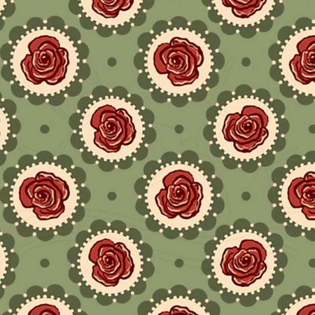 Tecido Estampado para Patchwork - Coleção Floral Country Círculo Verde (0,50x1,40)