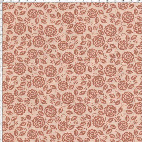 Tecido Estampado para Patchwork - Coleção Floral Paris Rosas Sombreadas Rosa Antigo (0,50x1,40)