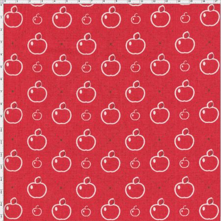 Tecido Estampado para Patchwork - Coleção Frutas Red Apple Cor 01 Vermelho (0,50x1,40)
