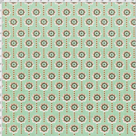 Tecido Estampado para Patchwork - Coleção Ibiza Terra Flores em Listra Verde Claro (0,50x1,40)