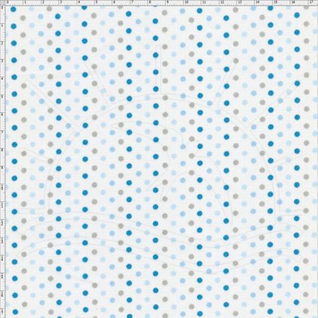 Tecido Estampado para Patchwork - Coleção Irmãos Coruja Multi Poá Azul (0,50x1,40)