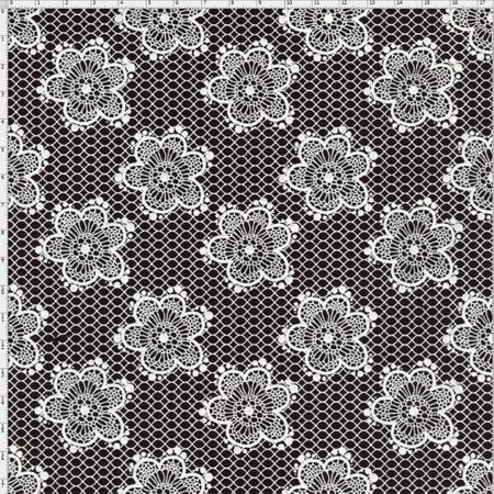 Tecido Estampado para Patchwork - Coleção Jardim das Flores Flores Rendadas Preto (0,50x1,40)