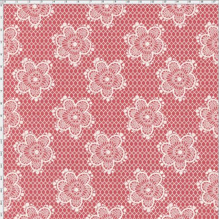 Tecido Estampado para Patchwork - Coleção Jardim das Flores Flores Rendadas Rosé (0,50x1,40)