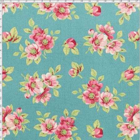 Tecido Estampado para Patchwork - Coleção Jardim das Flores Jardim Tiffany Rosé (0,50x1,40)