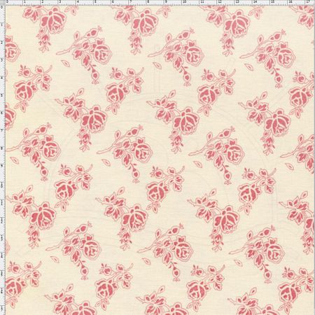 Tecido Estampado para Patchwork - Coleção Jardim das Flores Rosinhas com Contorno Rosé (0,50x1,40)
